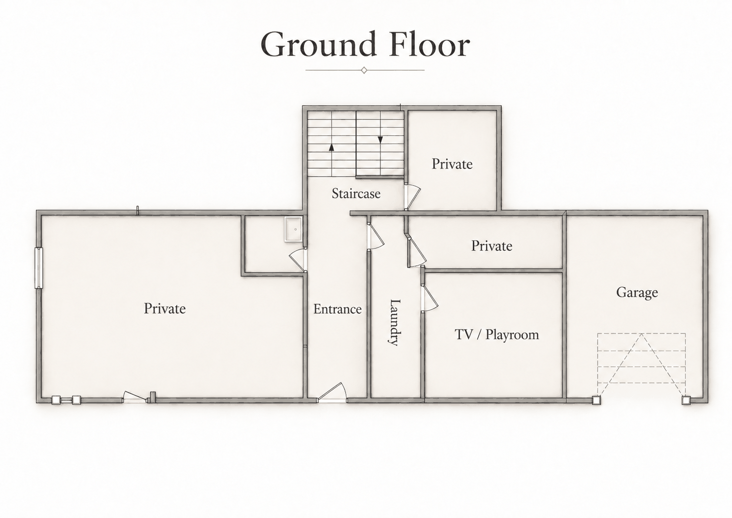Ground floor plan with TV/play room