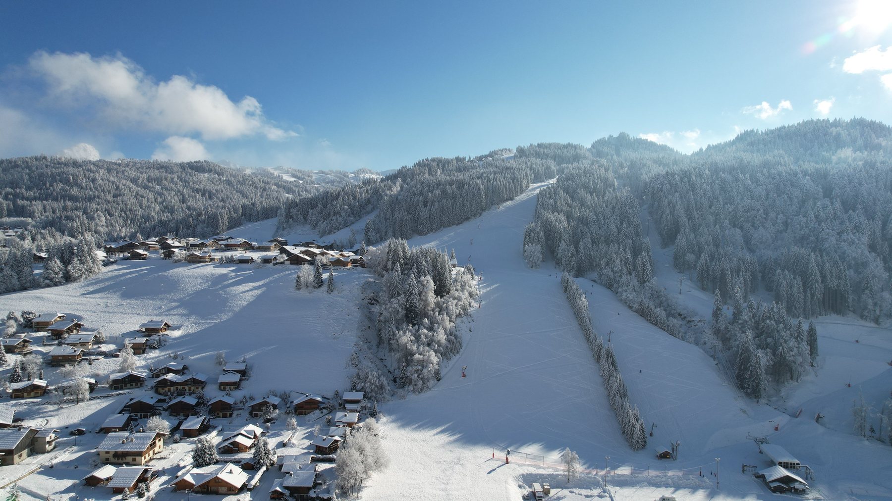 Les Gets ski slopes and piste signs